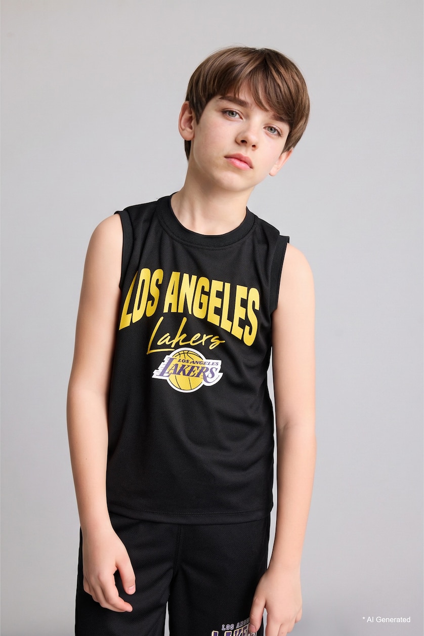 BOYS & TEENS Black Boy Regular Fit NBA Los Angeles Lakers Tulle Tank Top