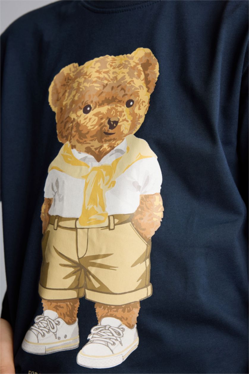 Erkek Çocuk - Genç Erkek Lacivert Ayıcıklı Kısa Kollu Tişört Erkek Çocuk