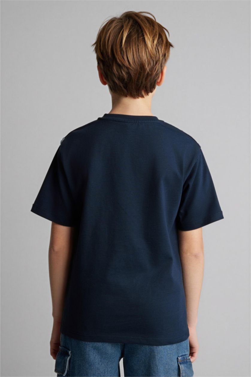 Erkek Çocuk - Genç Erkek Lacivert Ayıcıklı Kısa Kollu Tişört Erkek Çocuk