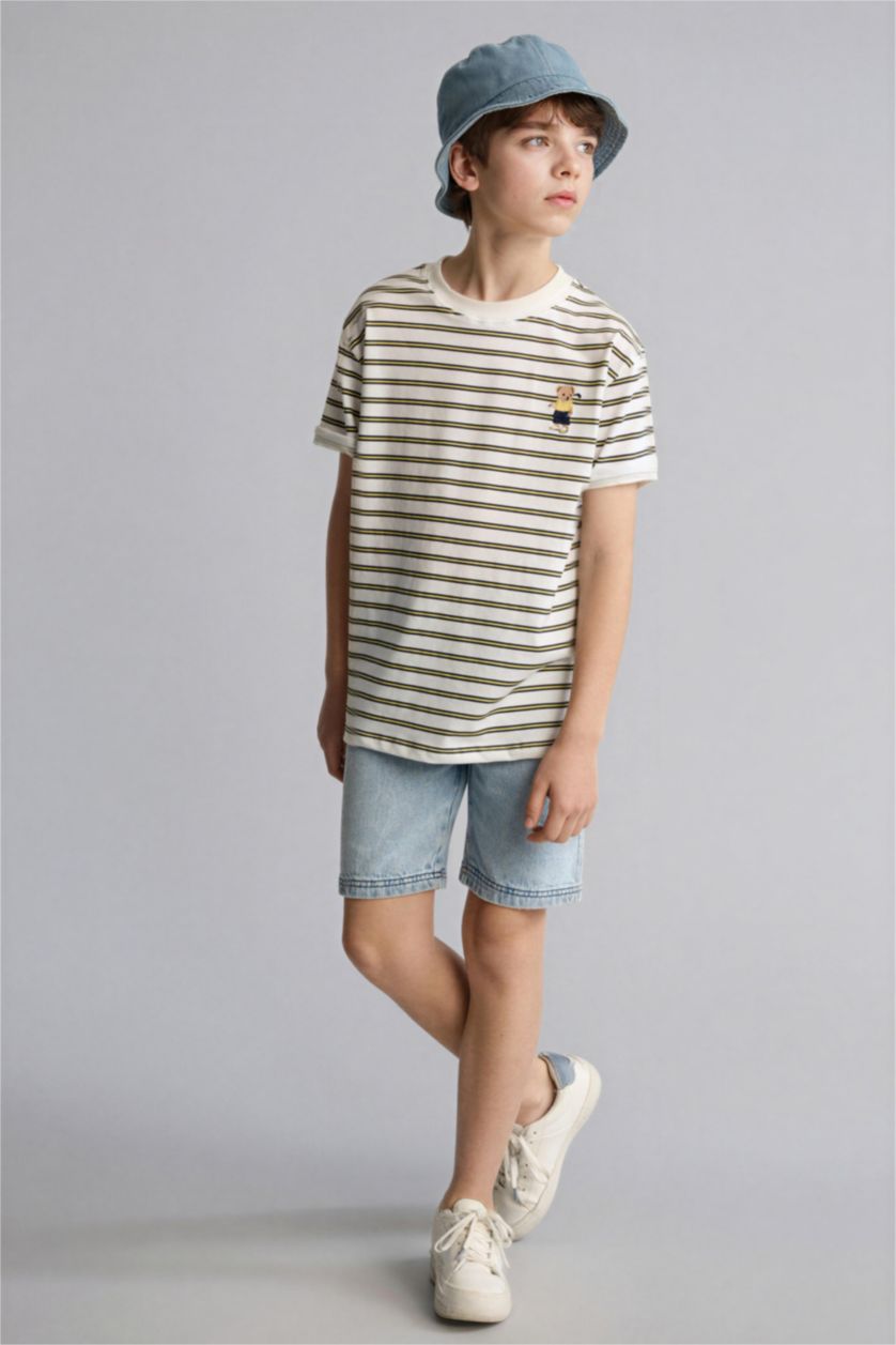 Erkek Çocuk - Genç Erkek Beyaz Regular Fıt Baskılı Tişört Erkek Çocuk