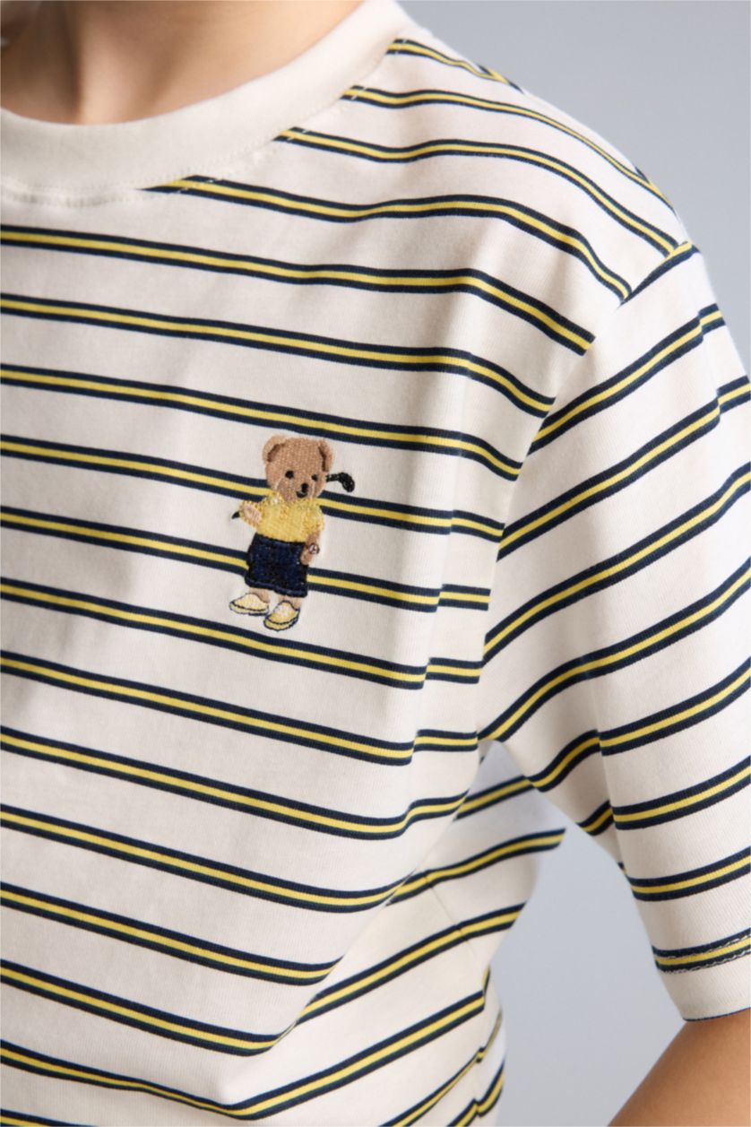 Erkek Çocuk - Genç Erkek Beyaz Regular Fıt Baskılı Tişört Erkek Çocuk