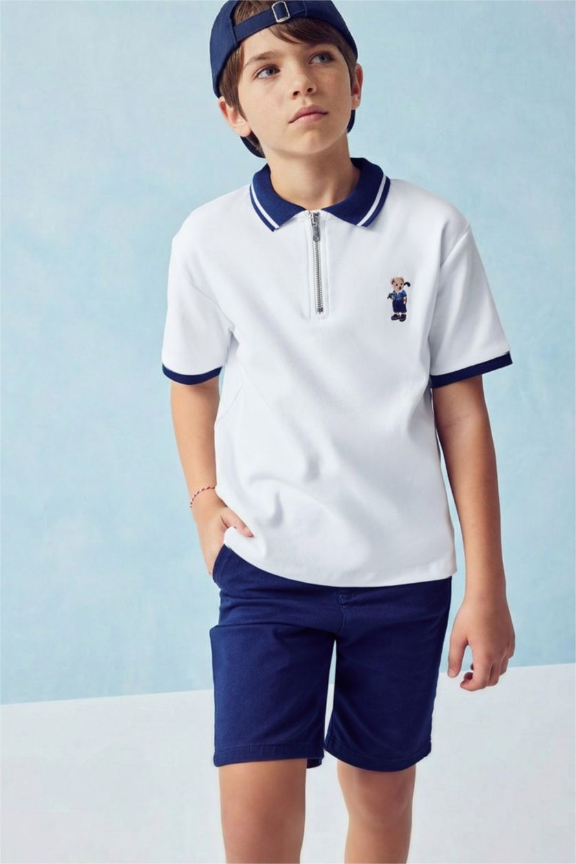 BOYS & TEENS White Regular Fit Short Sleeve Polo T-Shirt