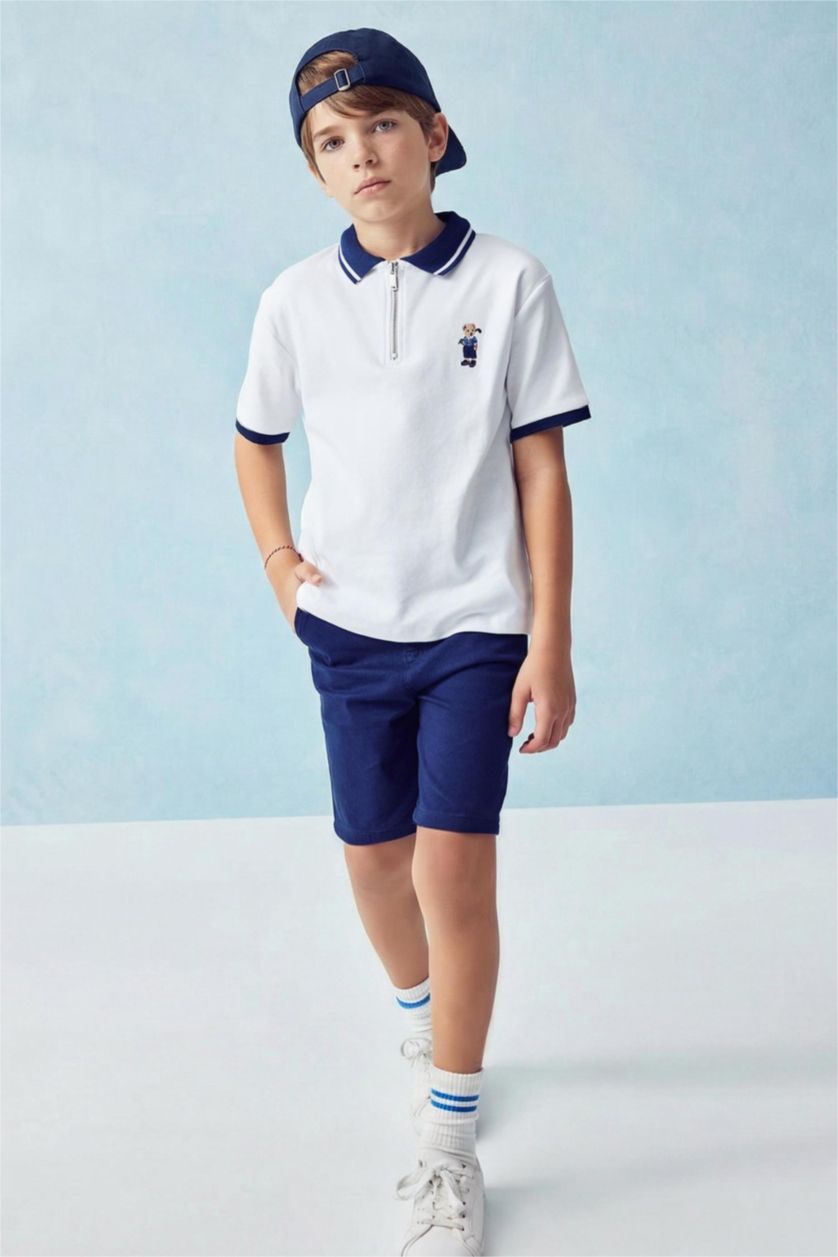 BOYS & TEENS White Regular Fit Short Sleeve Polo T-Shirt