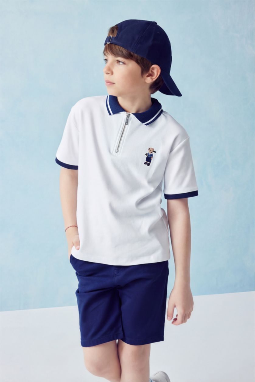 BOYS & TEENS White Regular Fit Short Sleeve Polo T-Shirt