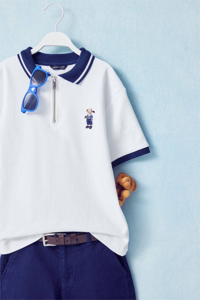 BOYS & TEENS White Regular Fit Short Sleeve Polo T-Shirt