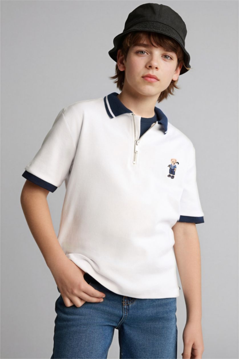 BOYS & TEENS White Regular Fit Short Sleeve Polo T-Shirt