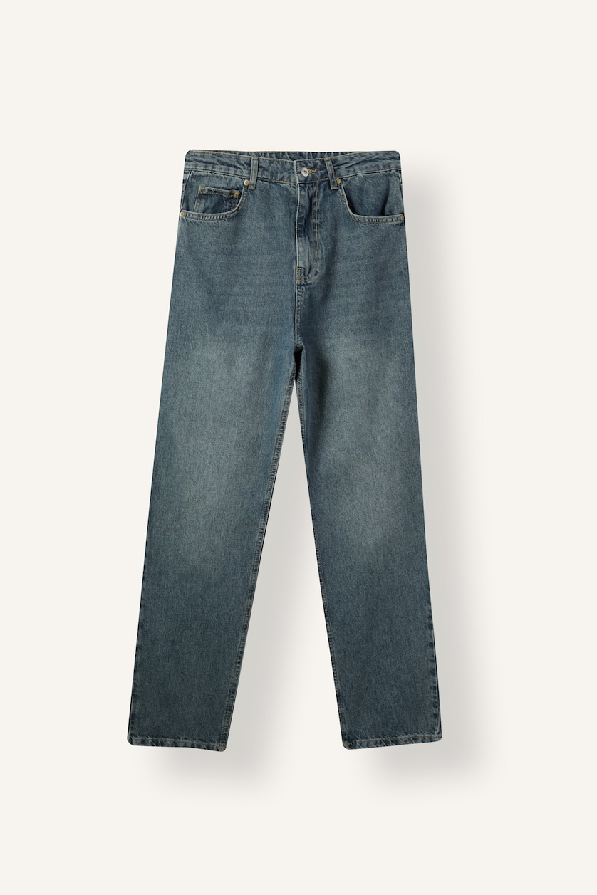Men Blue Grey Baggy Fit Trousers