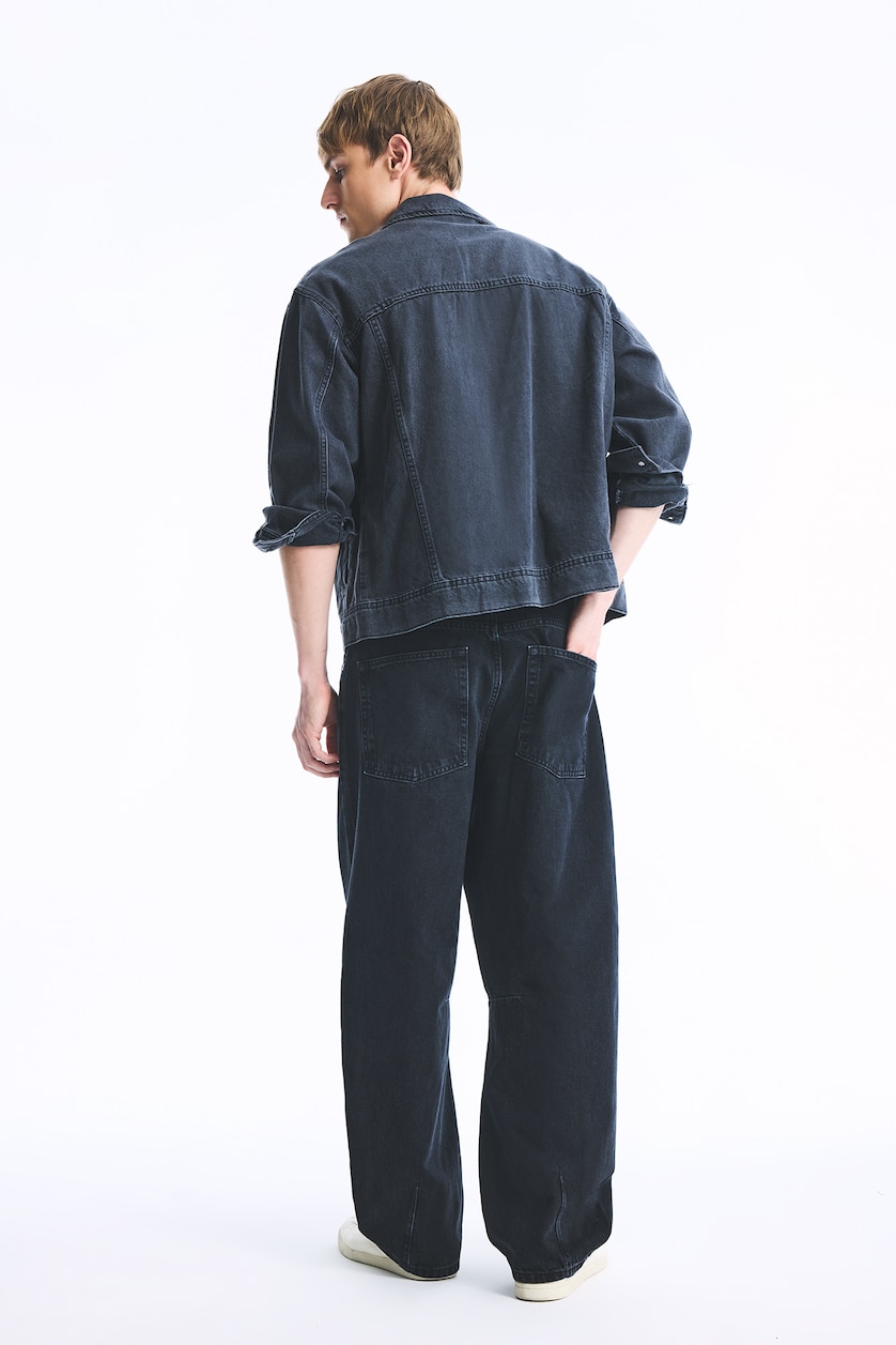 Erkek Siyah Barrel Fit Jean Pantolon