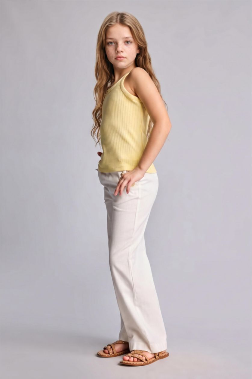 Young Girls - Teen Girls Ecru Girl Straight Fit Gabardine Trousers