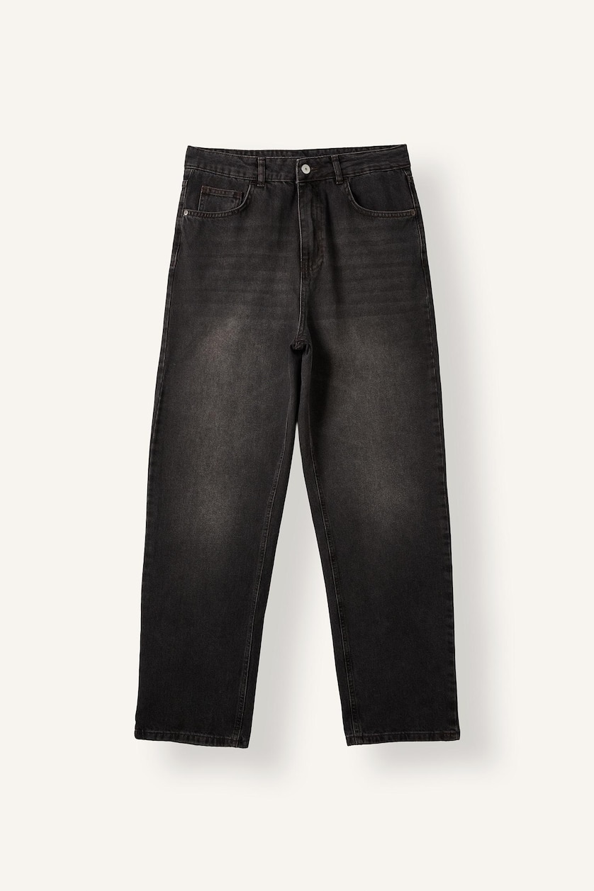 Man Black Baggy Fit Trousers