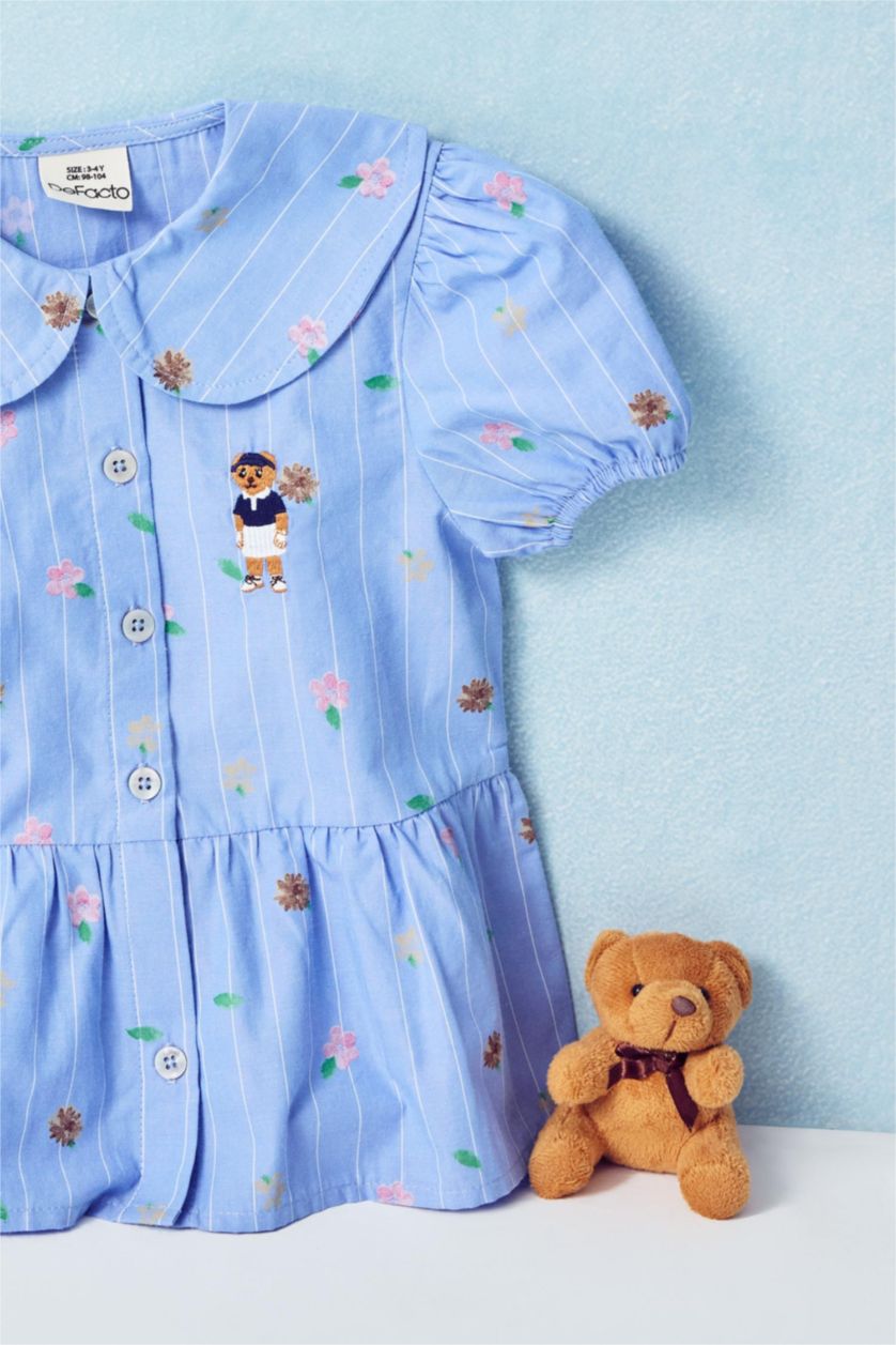 Baby Girl NAVY قميص بيبي بناتي مطبوع قصة عادية