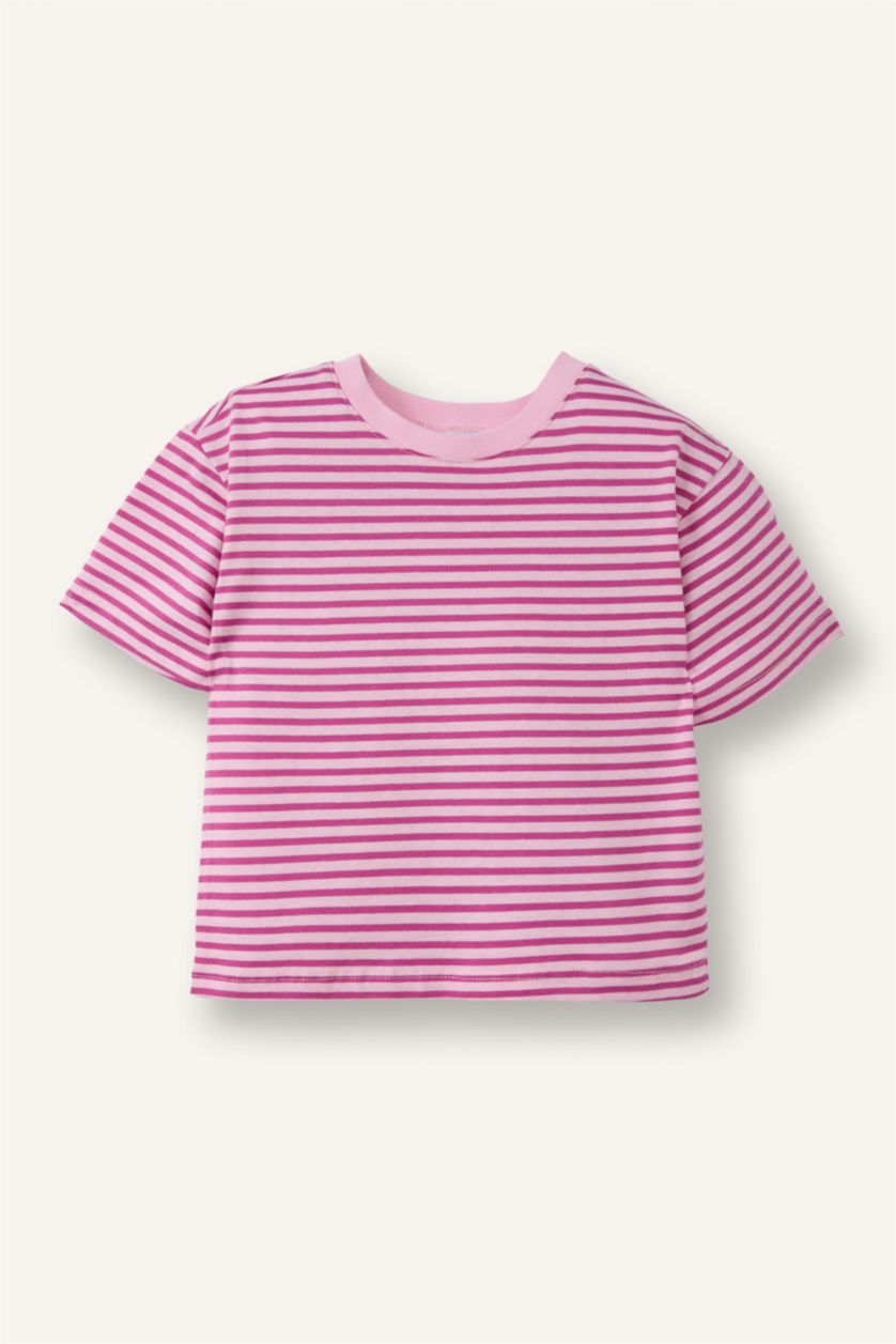 Kız Bebek Pembe Çizgili Penye 3'lü Tişört Kız Bebek
