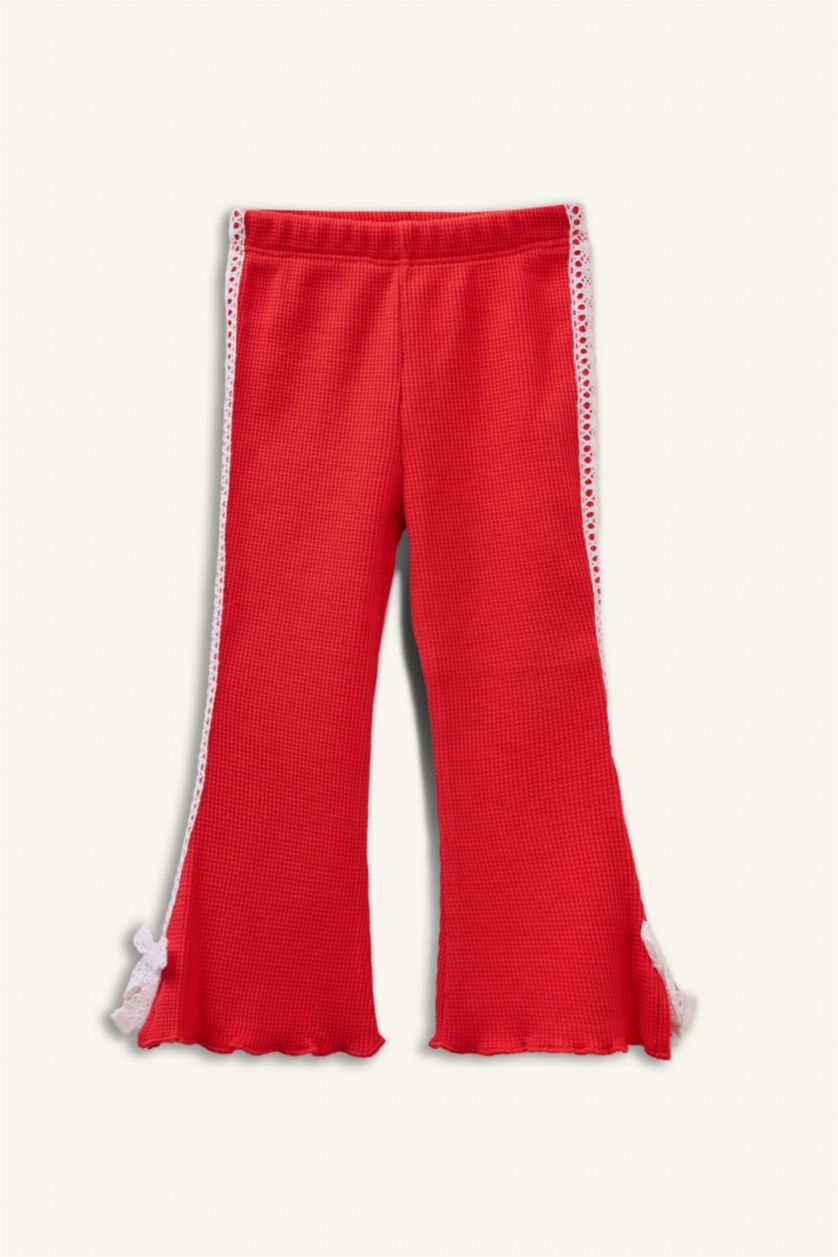 Kız Bebek Kırmızı Waffle Tayt Kız Bebek