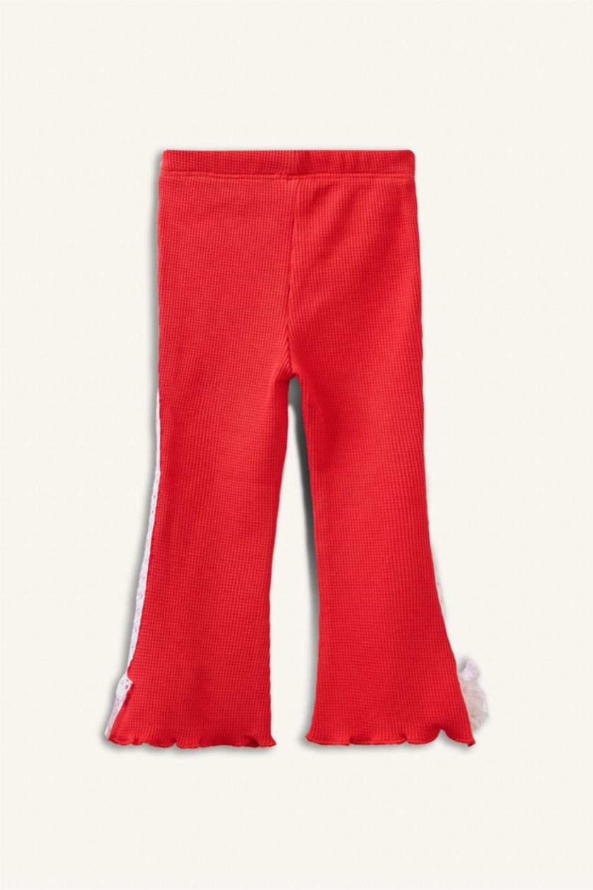 Kız Bebek Kırmızı Waffle Tayt Kız Bebek