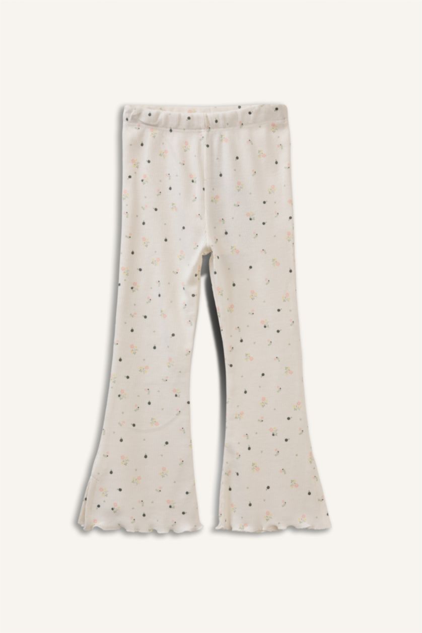 Kız Bebek Kırık Beyaz Floral Fitilli Kaşkorse Tayt Kız Bebek