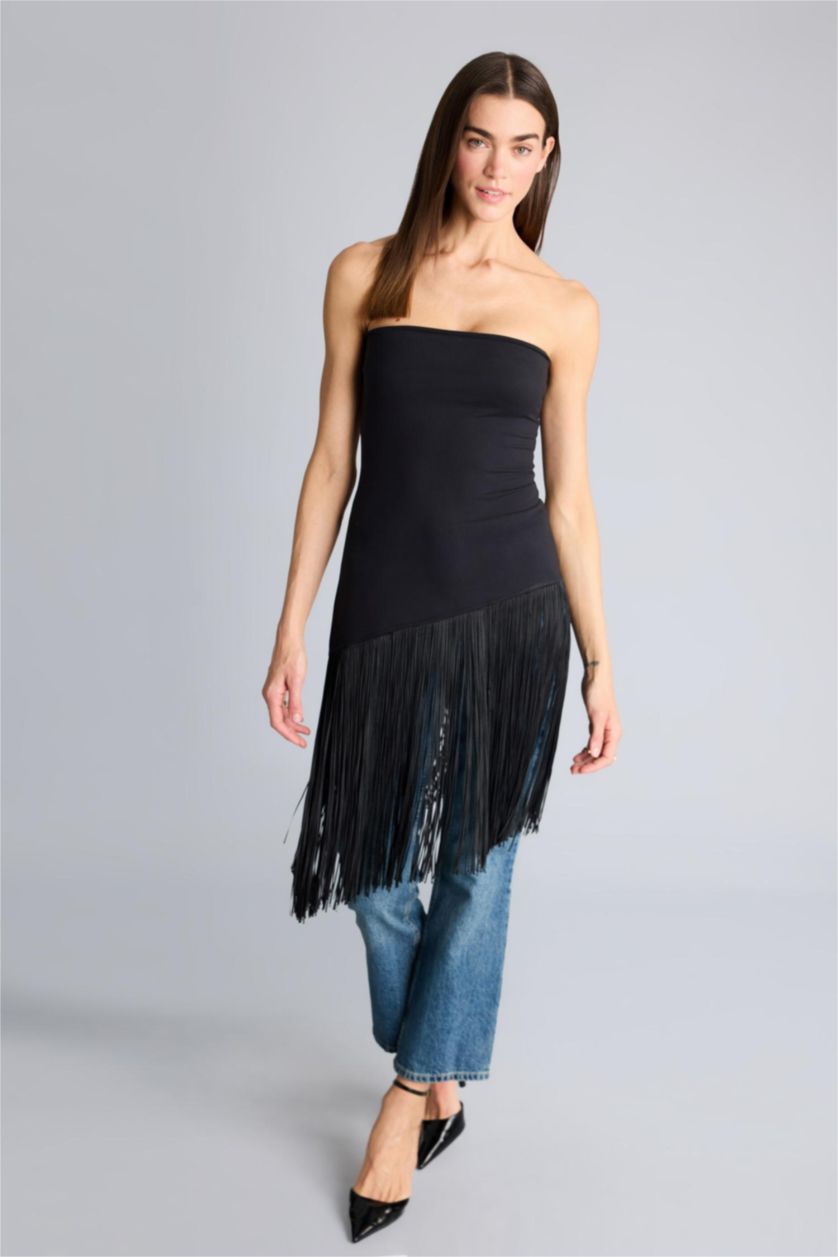 Kadın Siyah Afra x Defacto Slım Fıt Straplez Bürümcük Atlet