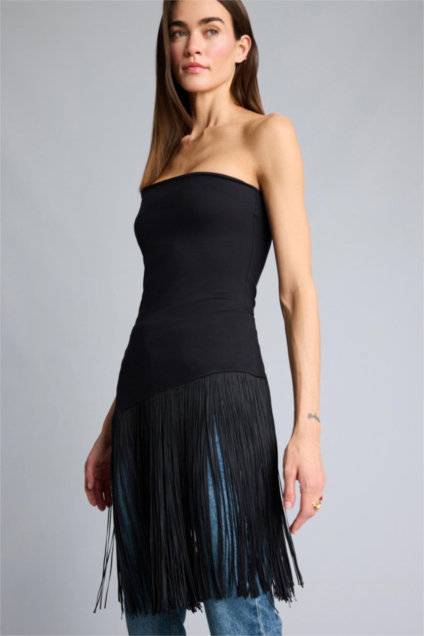 Kadın Siyah Afra x Defacto Slım Fıt Straplez Bürümcük Atlet