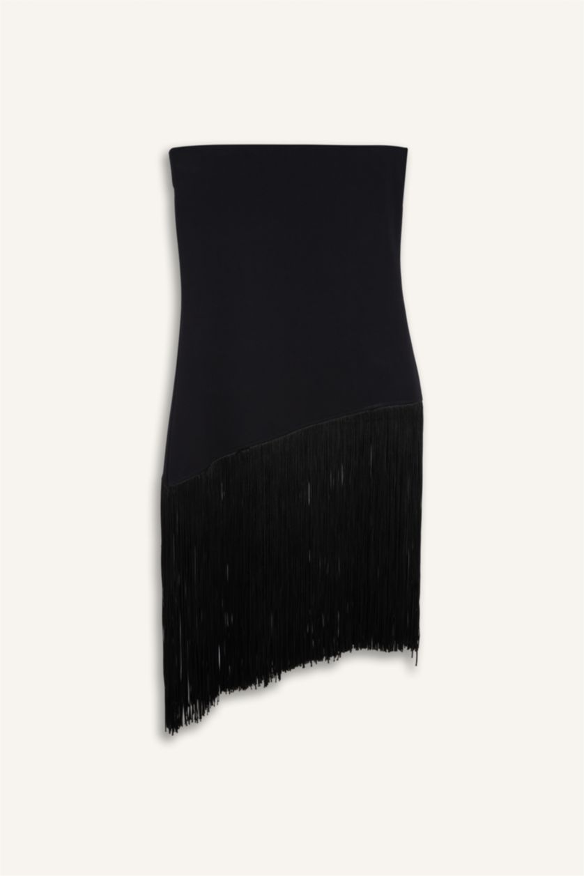 Women Black Afra x Defacto Slim Fit Strapless Crepe Blouse