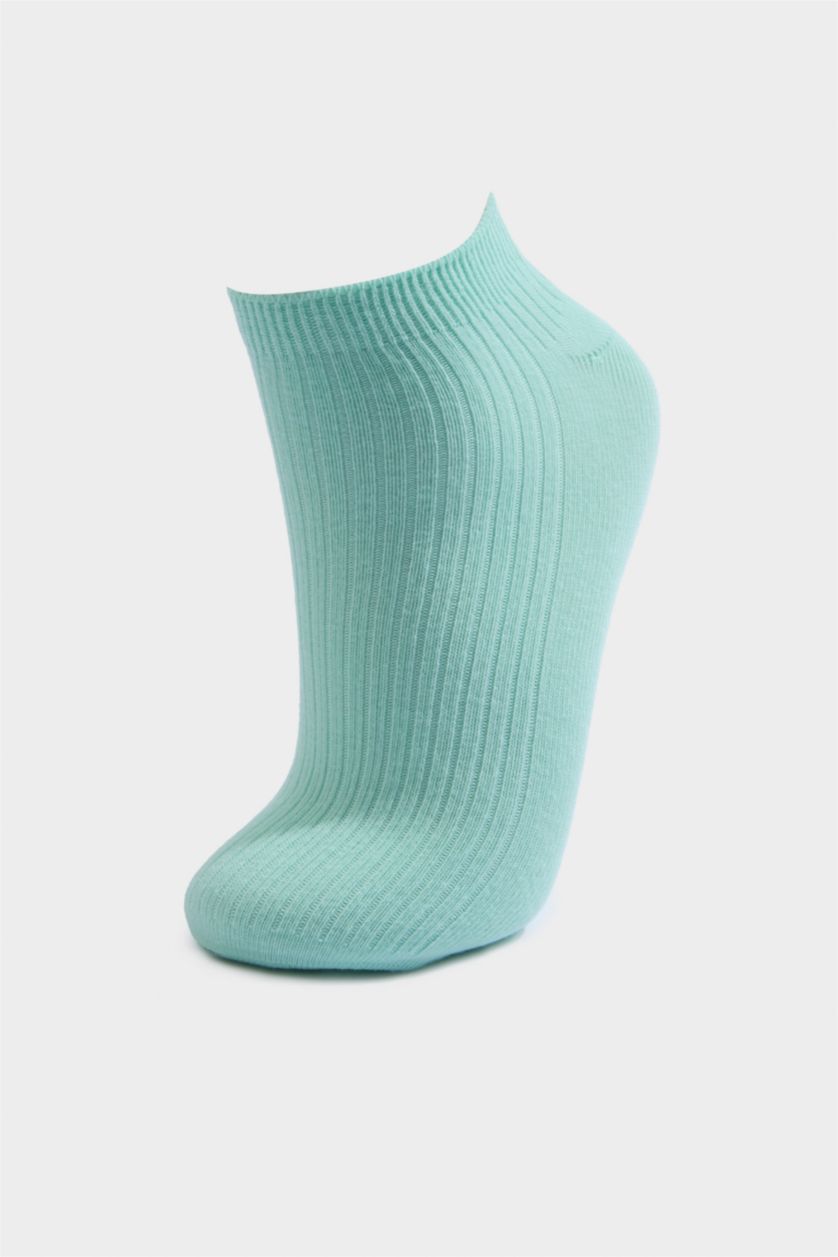 Kadın Açık Yeşil Kadın Rahat Lastikli 5'li Pamuklu Patik Çorap