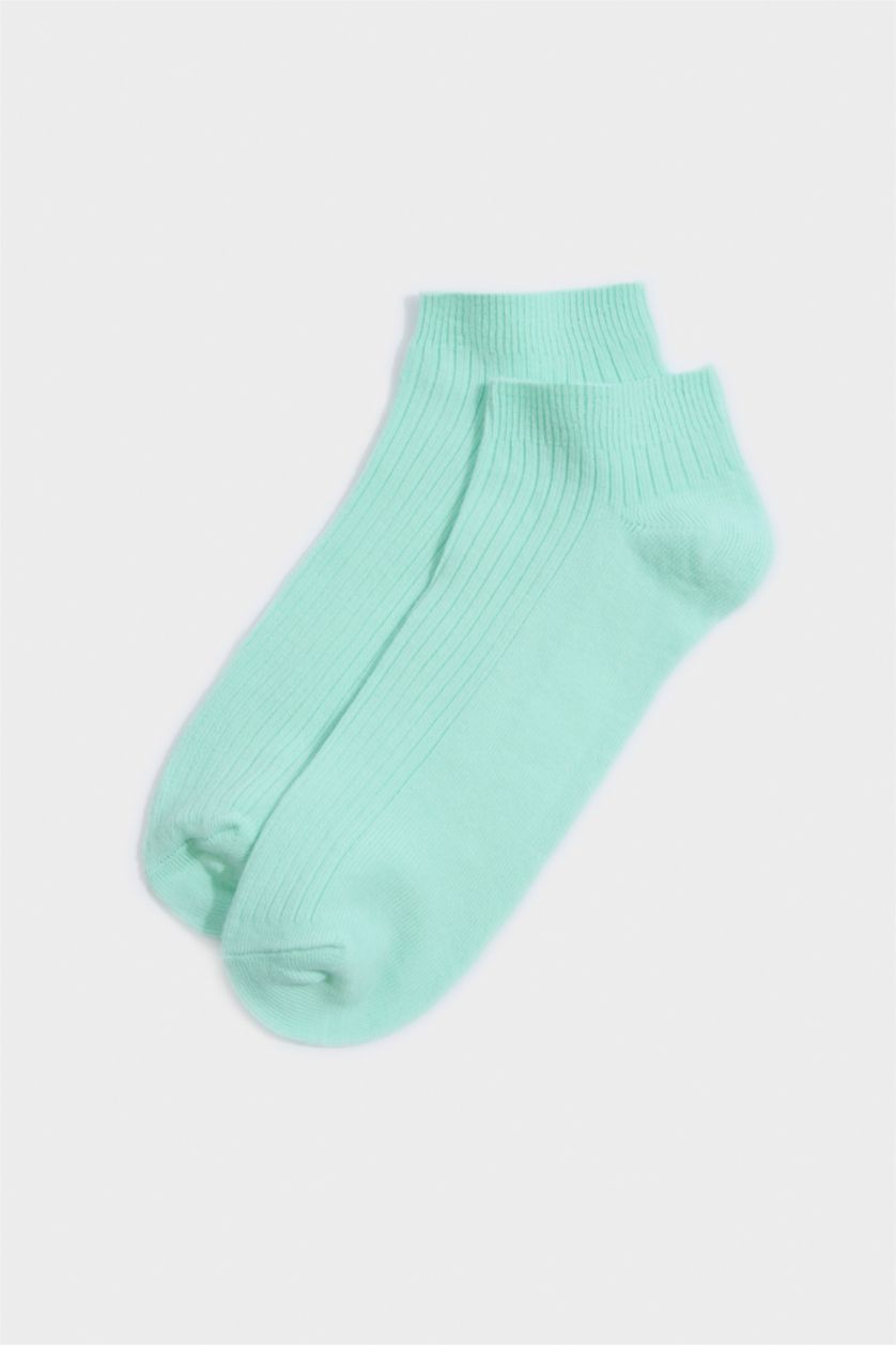 Kadın Açık Yeşil Kadın Rahat Lastikli 5'li Pamuklu Patik Çorap