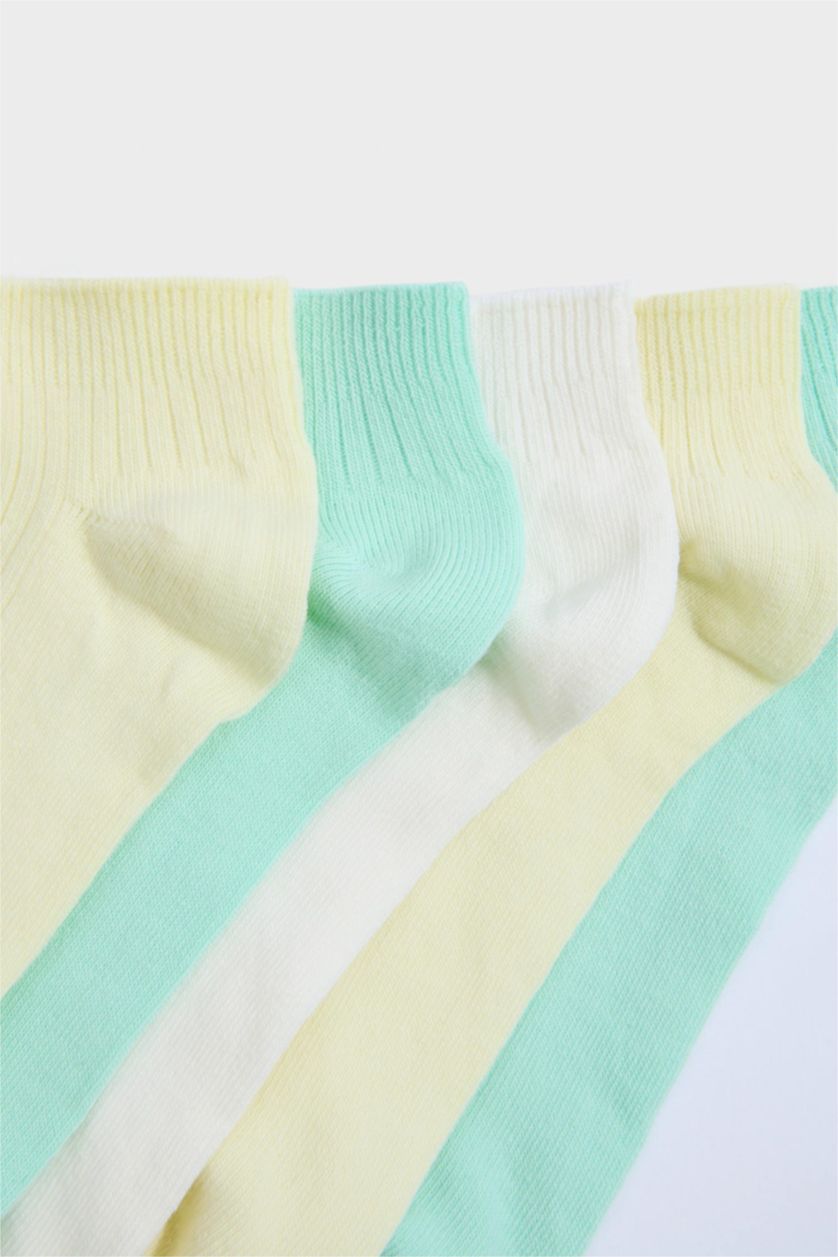 Kadın Açık Yeşil Kadın Rahat Lastikli 5'li Pamuklu Patik Çorap