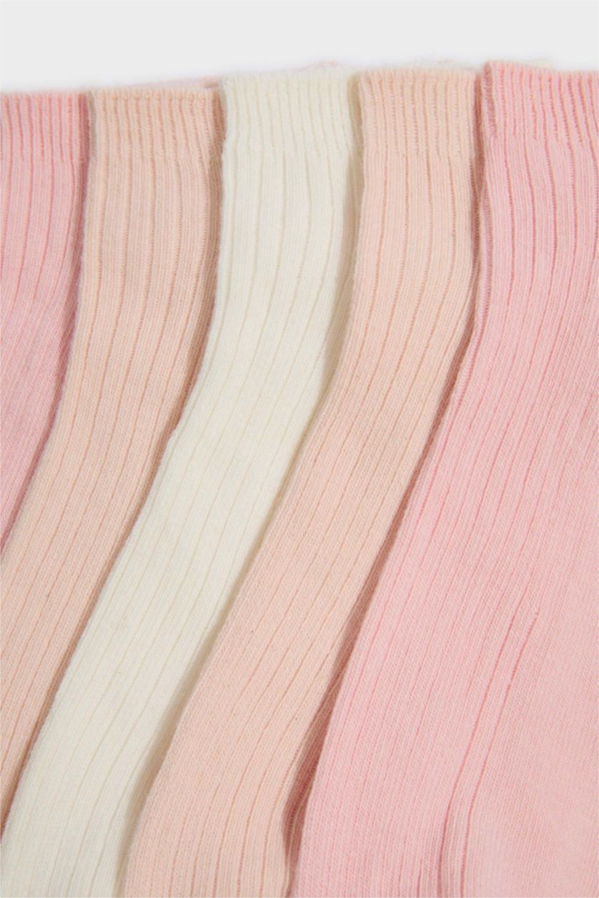 Kadın Açık Pembe 5'li Pamuklu Patik Çorap