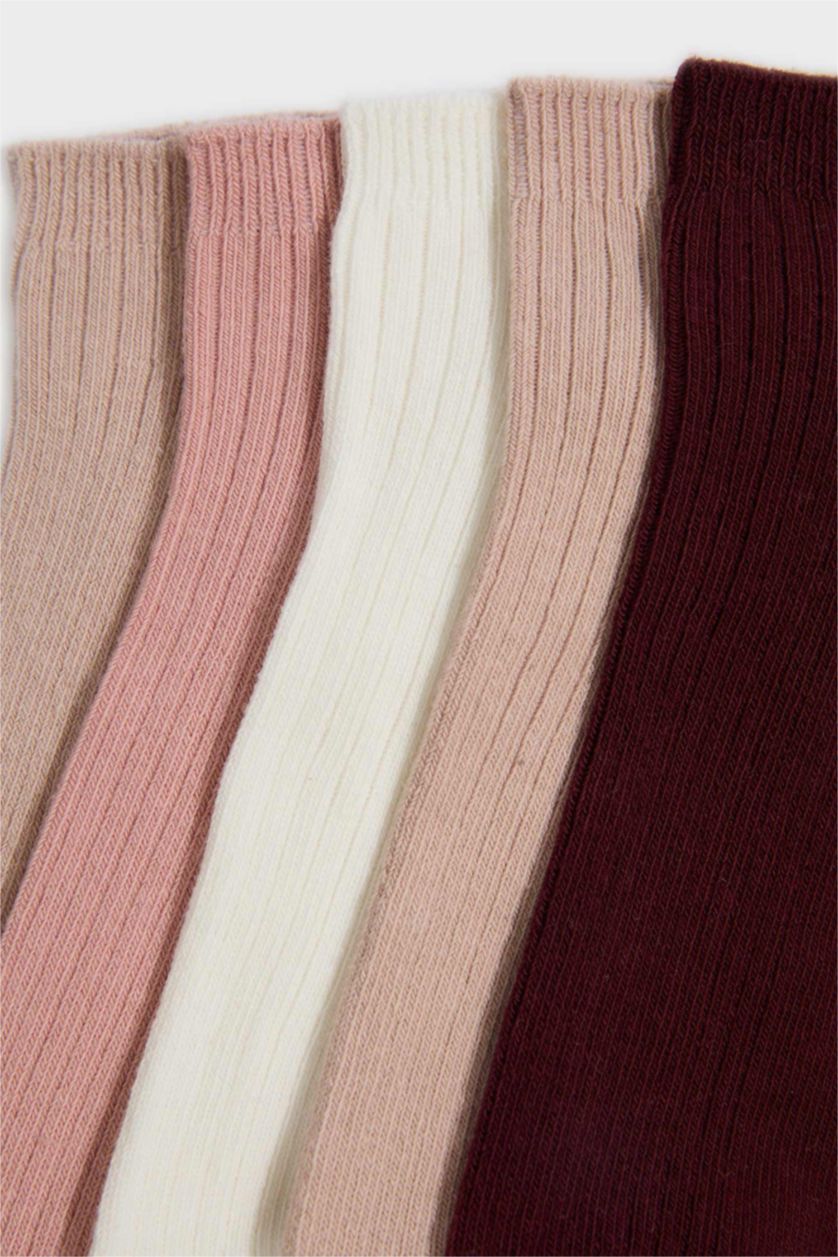 Women Pink 5 Piece Cotton Short Socks