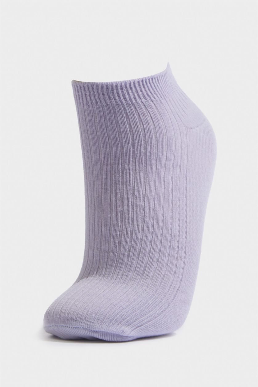 Kadın Mürdüm Orta 5'li Pamuklu Patik Çorap