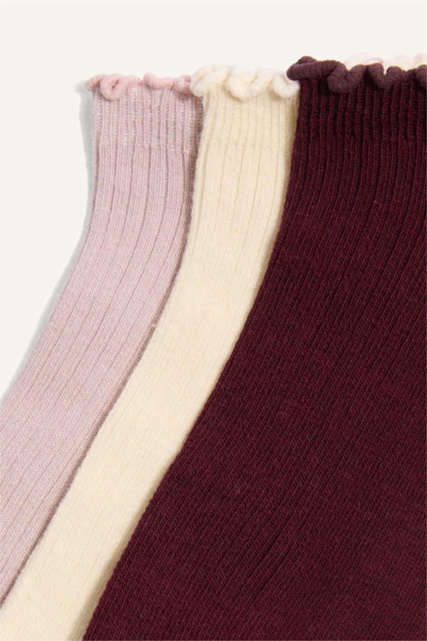 Kadın Açık Pembe Pamuklu 3'Lü Patik Çorap