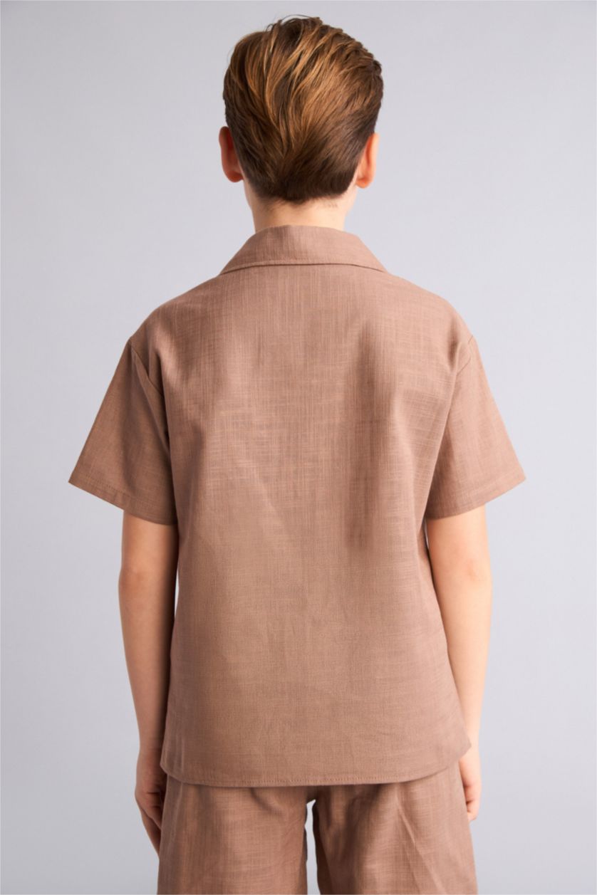 Ұлдар Және Жасөспірімдер ашық қоңыр Ер балаларға арналған апаш жағалы жейде