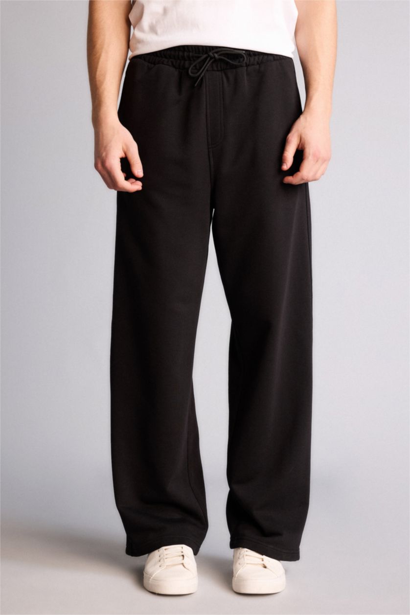 Erkek Siyah Geniş Paça Pantolon