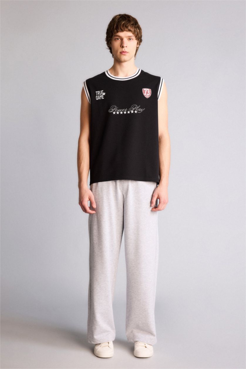 Erkek Gri Melanj Geniş Paça Pantolon