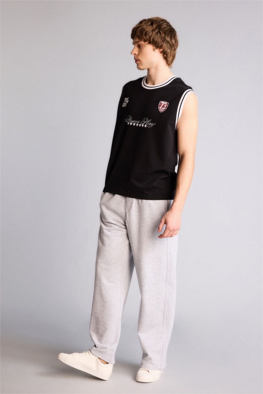 Erkek Gri Melanj Geniş Paça Pantolon