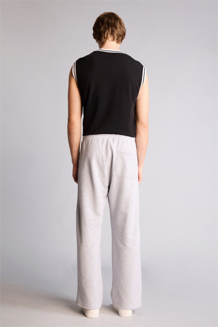 Erkek Gri Melanj Geniş Paça Pantolon