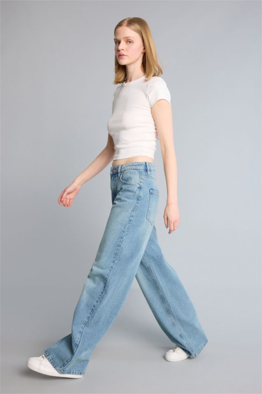 Әйелдерге Жеңіл Индиго Wide Leg джинс шалбар