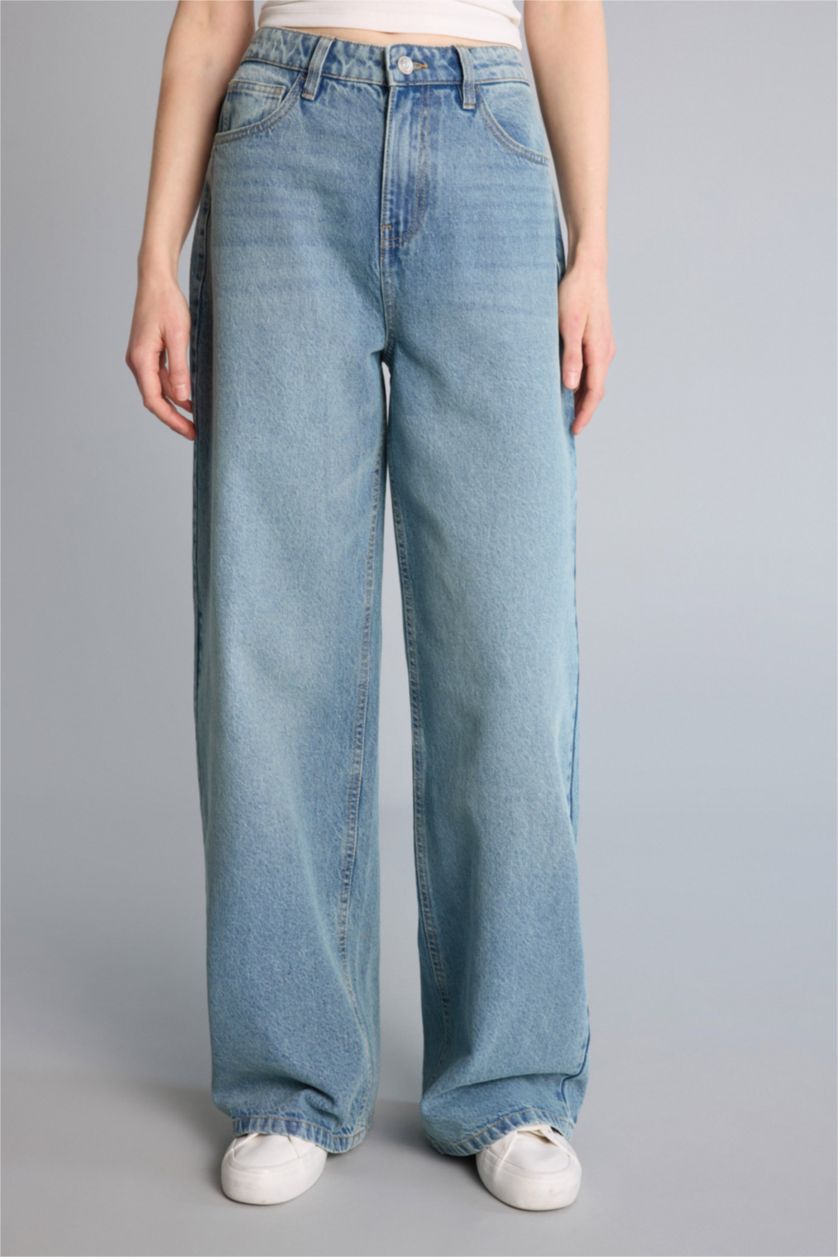 Әйелдерге Жеңіл Индиго Wide Leg джинс шалбар
