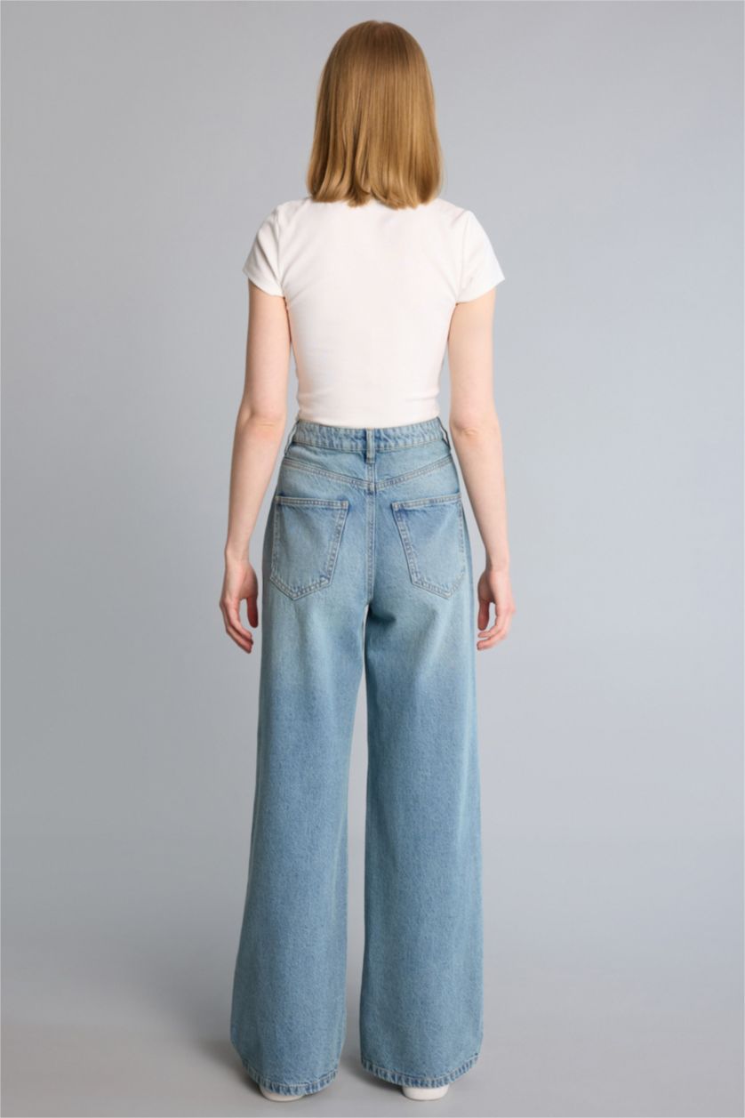 Әйелдерге Жеңіл Индиго Wide Leg джинс шалбар