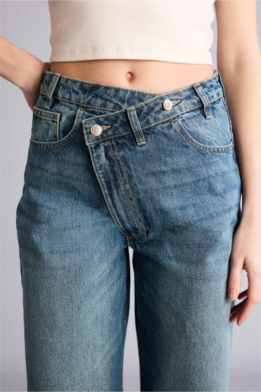 Женщины Голубрй Джинсы Wide Leg