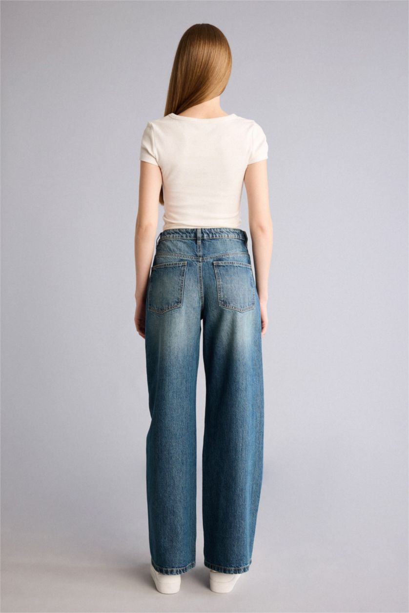 Женщины Голубрй Джинсы Wide Leg