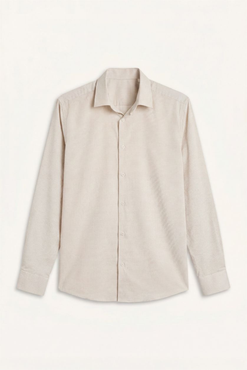 HOMME Beige Chemise à manches longues imprimée Coupe slim