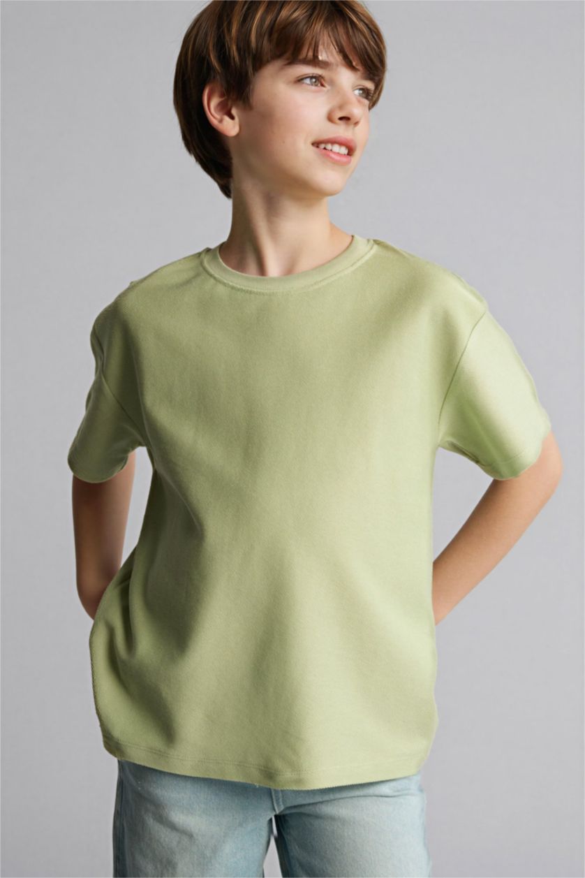 أولادي أخضر فاتح تيشيرت نص كم اوفر سايز