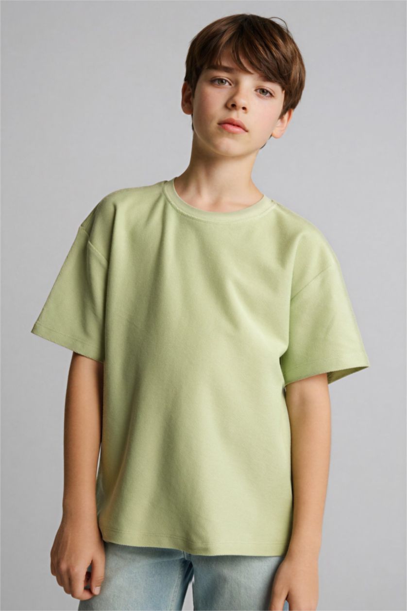 أولادي أخضر فاتح تيشيرت نص كم اوفر سايز