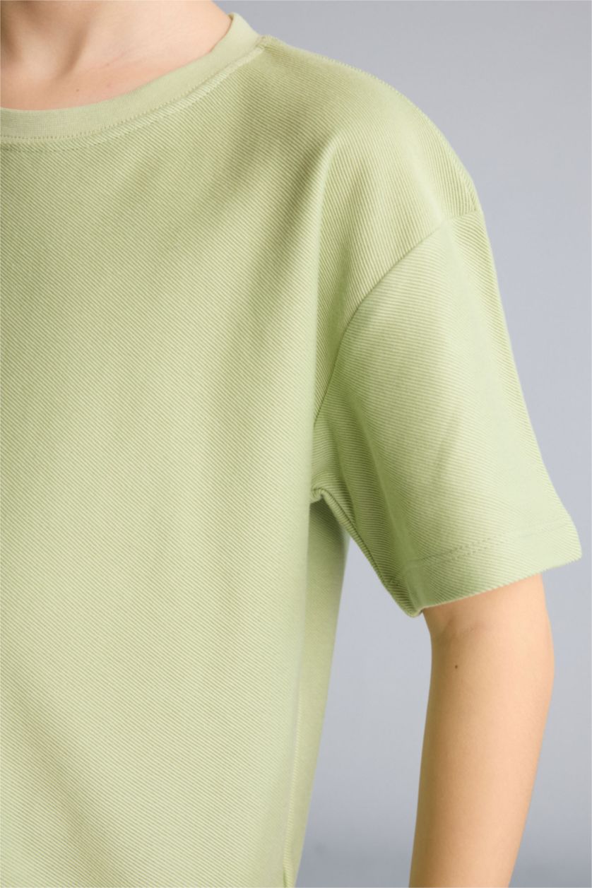 أولادي أخضر فاتح تيشيرت نص كم اوفر سايز