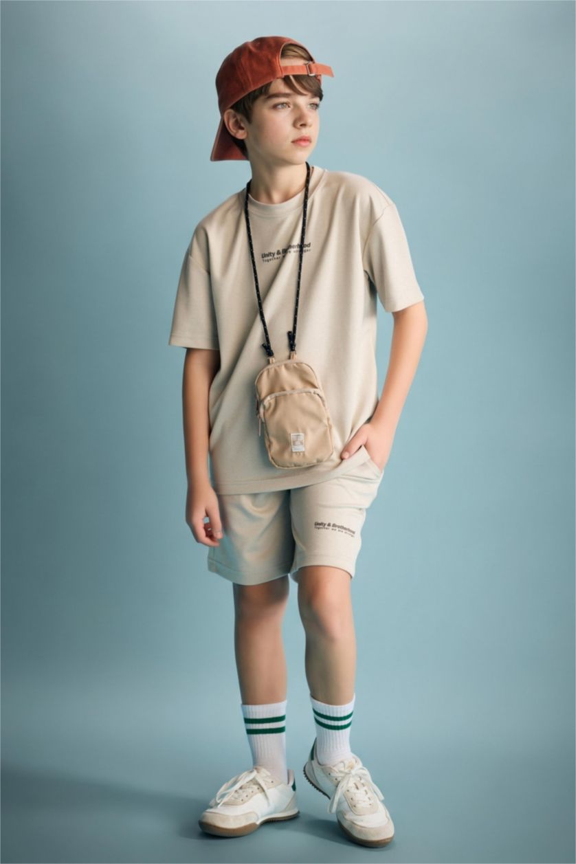 BOYS & TEENS Beige Boy Oversize Modal Crew Neck T-Shirt