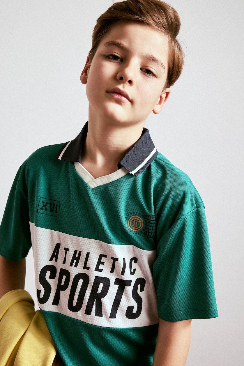 Young Boys - Teen Boys Green Boy Oversize Apache Collar Polo T-Shirt