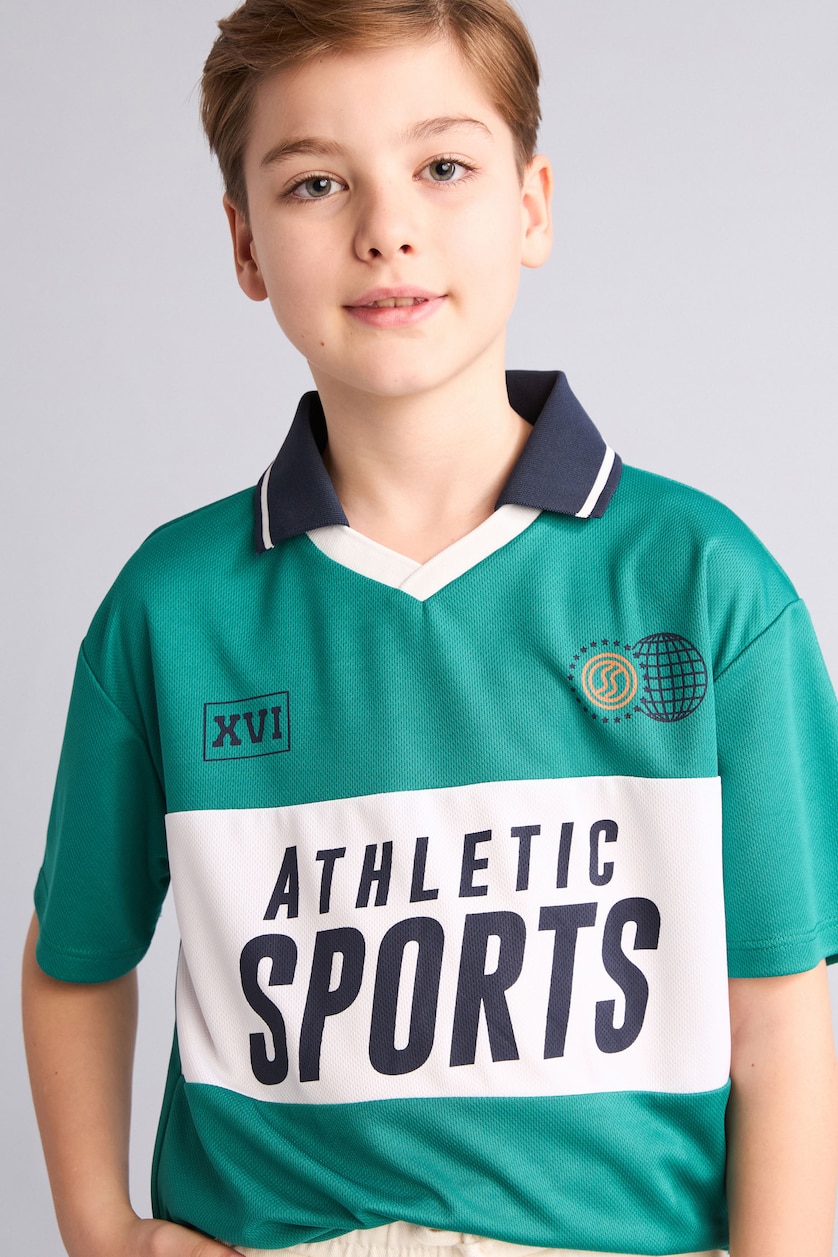 Young Boys - Teen Boys Green Boy Oversize Apache Collar Polo T-Shirt