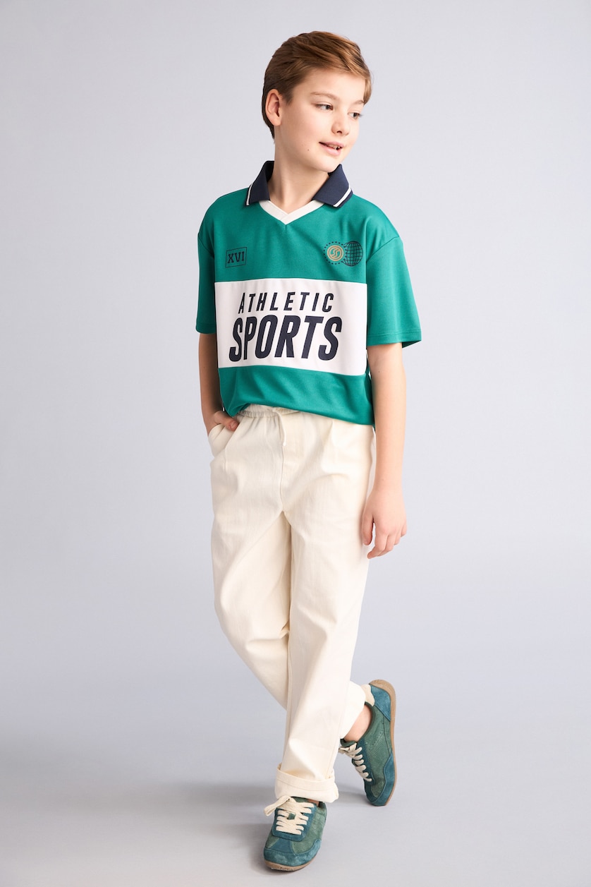 Young Boys - Teen Boys Green Boy Oversize Apache Collar Polo T-Shirt