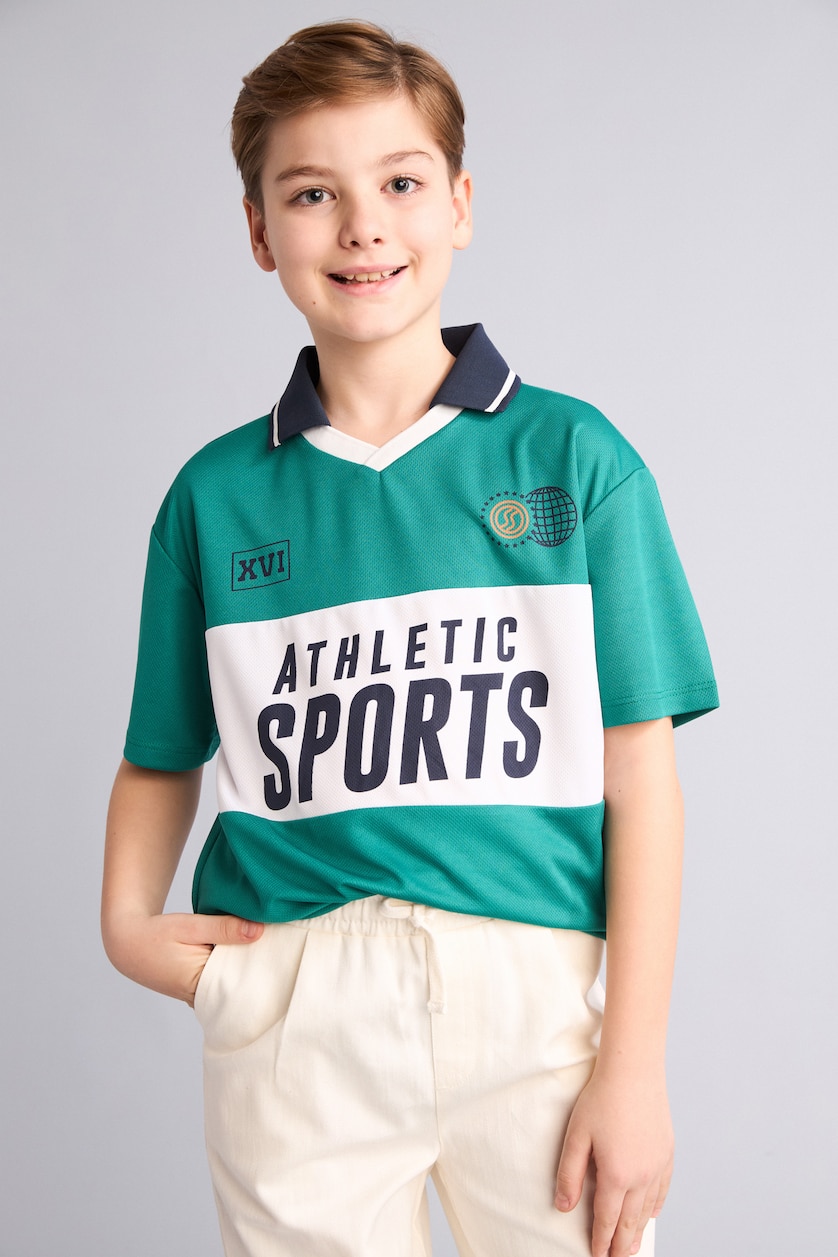 Young Boys - Teen Boys Green Boy Oversize Apache Collar Polo T-Shirt