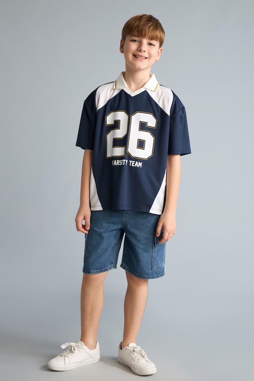 Young Boys - Teen Boys NAVY Boy Oversize Apache Collar Polo T-Shirt