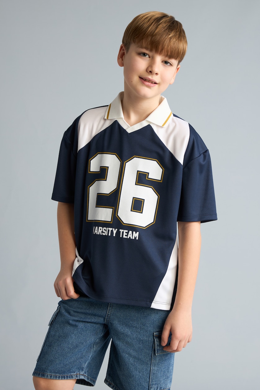 Young Boys - Teen Boys NAVY Boy Oversize Apache Collar Polo T-Shirt